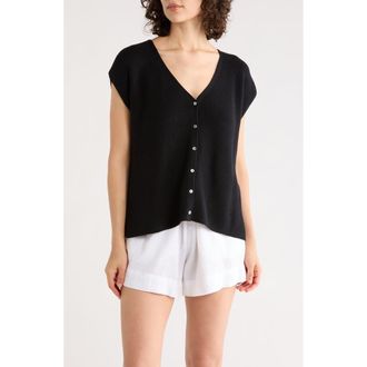 Eileen Fisher V-Neck Organic Cotton Sweater Vest in Black at Nordstrom Rack, Size X-Large