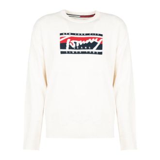 Tommy Hilfiger Trui met ronde hals en kabelsteek - Heren - Truien - Wit - Maat: S Acryl