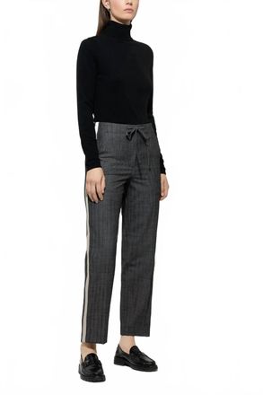 Luisa Cerano Pinstripe With Ribbon Straight Joggpants In Charcoal/ Black