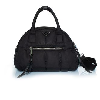 Prada Pre-owned Womens bomber bowler bag in black Nylon - One Size