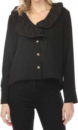 Joseph Ribkoff Ruffled Collar Long Sleeve Jacket In Black