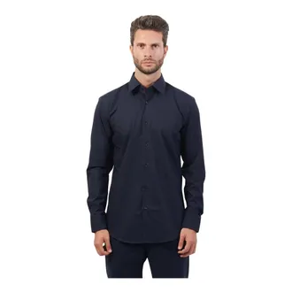 HUGO BOSS Overhemden, Heren, Blauw, 3Xl, Katoen, Blauw Slim Fit Kent Kraag Overhemd