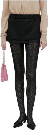 Miu Miu Velours minirok - Dames - Korte rokken - Zwart - M - Wol - Rokken