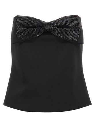 Self Portrait Black Crepe Bandeau Top