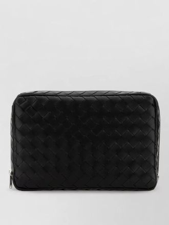 Bottega Veneta intrecciato large zipped clutch pouch