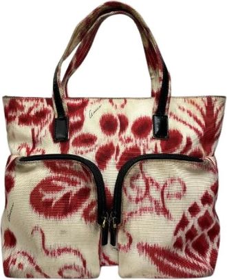 Gucci Pre-owned Katoenen Tote Bag - Dames - Vintage Shopper - Rood - ONE Size - Katoen - Vintage
