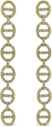 House of Brilliance Sterling Silver 1.0 Cttw Yellow Diamond Linked Circle Drop Earrings