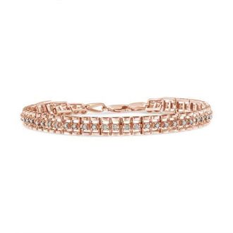 House of Brilliance Silver 2.0 Cttw Diamond Double-Link Tennis Bracelet in Rose Gold Over Silver at Nordstrom