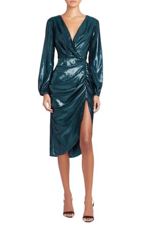 Amanda Uprichard Long Sleeve Roma Dress In Green