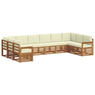 vidaXL Conjunto De Sof&aacute;s De Exterior 10 Uds. Natural Y Crema Vidaxl