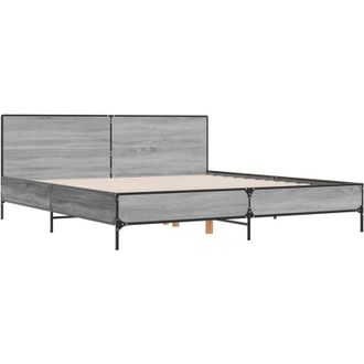vidaXL Bed Frame without Mattress Grey Sonoma 180x200 cm Super King Vidaxl