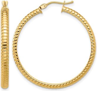 Diamond2Deal 14K Yellow Gold Textured Round Hoop Earrings 35.57 mm