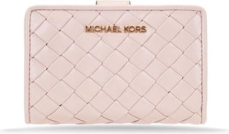 Michael Kors Woven Leather Wallet - Dames - Portefeuilles - Roze - ONE Size - Leer - Accessoires