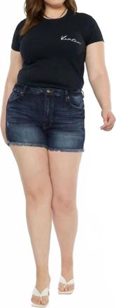 Kancan Sammi High Rise Plus Shorts In Dark Stone Wash