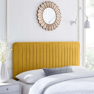 Casa Aurora Mustard Plush Double 26 inch Strutted Headboard