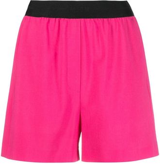 Msgm logo-waistband shorts - women - Elastane/Polyester/Virgin Wool - 36 - Pink