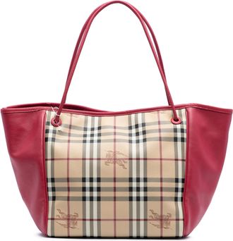 Burberry Pre-owned Womens Small Haymarket Check Coated Canvas Canterbury Tote - Tan Textile - One Size