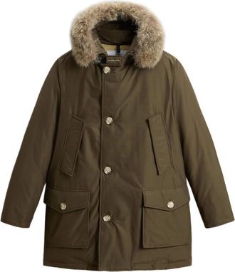 Woolrich Groene Jassen met Coyote Bont - Heren - Gewatteerde jassen - Groen - L - Katoen - Jassen