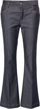 Barbara Bui cropped flared trousers - women - Cotton/Elastane - 36 - Blue