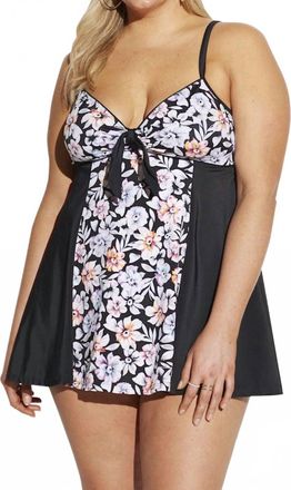 Fit 4 U Womens Swim Wallflower Plus Size Tie Front Swimdress In Fit Wallflower