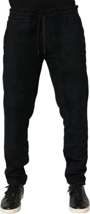 Dolce & Gabbana Mens Terry Cloth Jogger Pants - Black Cotton - Size EU 46 (Mens)