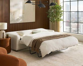 Castlery Hamilton Queen Sleeper Sofa, Brilliant White, Easy Remove, Pull-Out Mechanism for Living Room