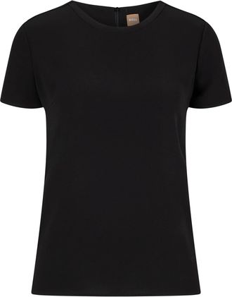 HUGO BOSS Womens Crew Neck Short Sleeve Regular Fit T-Shirt in Black - Size 16 UK