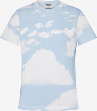 Moschino T-shirt in jersey di cotone organico Archive Clouds - Blu