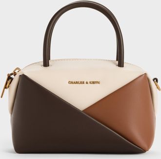 Charles & Keith Midori Colourblock Geometric Bowling Bag