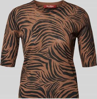 Max Mara Regular Fit Strick-Shirt aus Baumwoll-Mix Modell AGO in Mittelbraun, Gr&ouml;&szlig;e XL