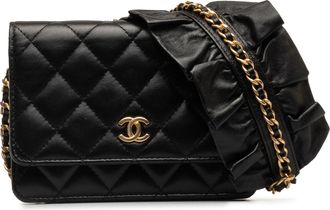 Chanel Pre-owned Womens Quilted Wallet On Chain - Black Leather - One Size
