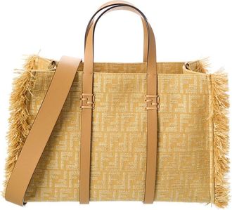 Fendi Summer Jacquard & Raffia Tote