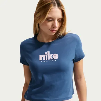 Nike Womens Nike Sportswear Club Short-Sleeve T-Shirt in Blue | IH7448-461