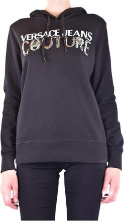 Versace Jeans Couture Bedrukte Hoodie van Katoen - Dames - Hoodies - Zwart - XS - Katoen - Hoodies & sweatvesten
