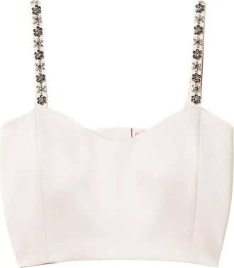 Twin-Set Duchess-satijnen top met geborduurd bandje - Wit