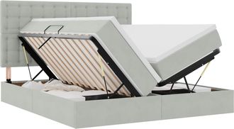 vidaXL Cama De Almacenamiento Led Con Colch&oacute;n Gris Claro 180 X 200 Cm Vidaxl