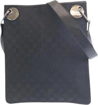 Gucci Pre-owned Cross Body Bags, female, Black, Size: ONE SIZE Pre-owned GG Canvas Leather Shoulder Bag