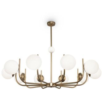 Maytoni Lampadario Contemporaneo Rendez-Vous Metallo Ottone 10 Luci e Diffusori Bianchi