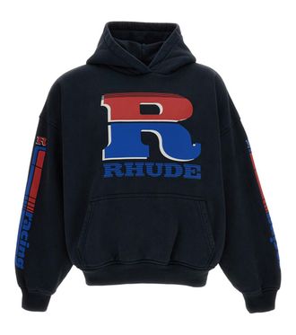 Rhude Black Graphic Logo Hoodie