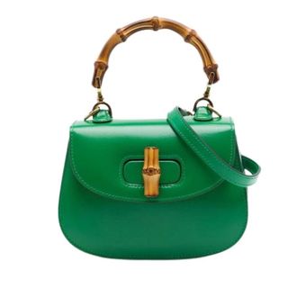 Gucci Pre-owned Bamboo Satchel - Dames - Pre-owned - Groen - Maat: ONE Size Leer