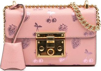 Gucci 2016-2025 Small Leather Berry Print Padlock crossbody bag - Pink