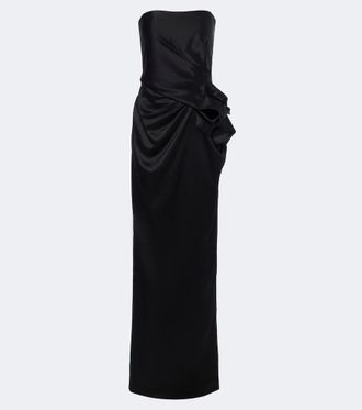 Balmain Abito lungo bustier in raso di seta