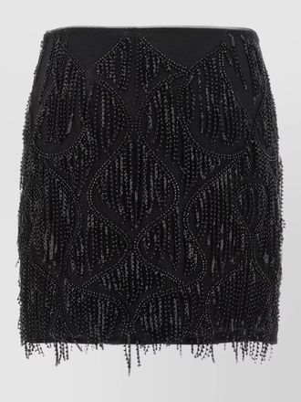 Rotate beaded fringe high waist mini skirt