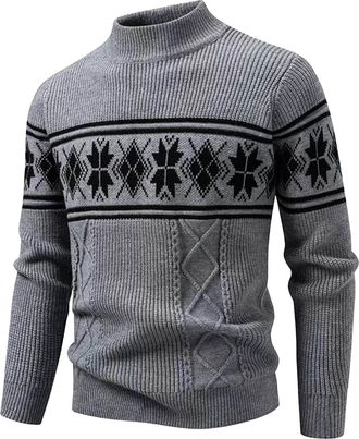 Generic Mens Winter Cable Knit Jumpers Solid Color Sweatshirt Casual Sweater Long Sleeved Work Jumper Basic T-Shirt Premium Sweatshirts Plain Seasonal Fashion