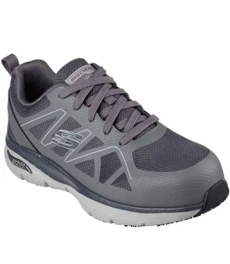 Skechers Mens Arch Fit Slip Resistant Vigorit Sneakers In Solid Grey