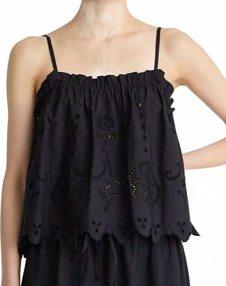 Apiece Apart Embroidered Cami Top In Black