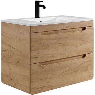 Vente-Unique Mobile per bagno sospeso con lavabo da incasso 80 cm Naturale - ARUBA