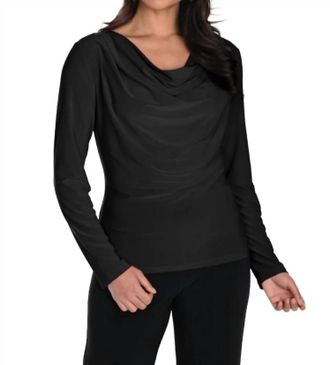 Frank Lyman Design Drape Front Knit Top In Black