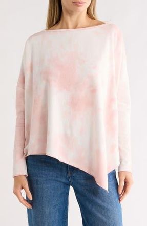 Go Couture Asymmetrical High-Low Sweater in Pink/Grey Splash at Nordstrom Rack, Size X-Large