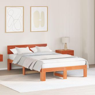 Berkfield Home Bed Frame with Headboard Wax Brown 120x190 cm Solid Pine Wood